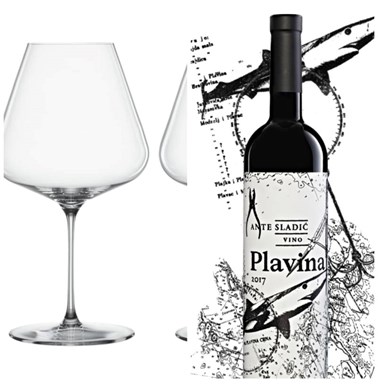 SET 2 ČAŠE DEFINITION BURGUNDY+ PLAVINA SLADIĆ 0,75l